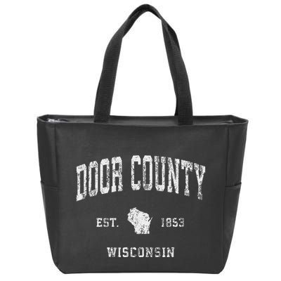 Door County Wisconsin Wi Vintage Athletic Sports Zip Tote Bag