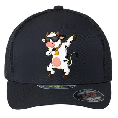 Dabbing Cow Wearing Sunglasses Dab Dance Flexfit Unipanel Trucker Cap