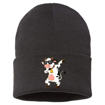 Dabbing Cow Wearing Sunglasses Dab Dance Sustainable Knit Beanie