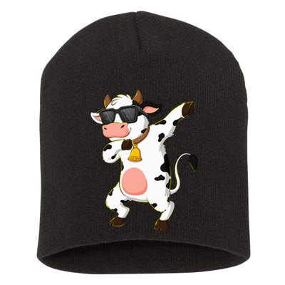 Dabbing Cow Wearing Sunglasses Dab Dance Short Acrylic Beanie