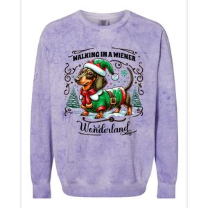 Dachshund Christmas Walking In A Wiener Wonderland Cute Dog Gift Colorblast Crewneck Sweatshirt