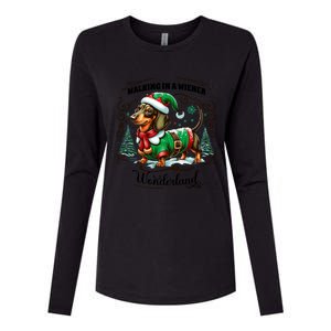 Dachshund Christmas Walking In A Wiener Wonderland Cute Dog Gift Womens Cotton Relaxed Long Sleeve T-Shirt