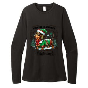 Dachshund Christmas Walking In A Wiener Wonderland Cute Dog Gift Womens CVC Long Sleeve Shirt