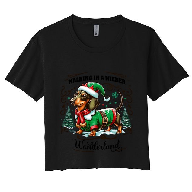 Dachshund Christmas Walking In A Wiener Wonderland Cute Dog Gift Crop Top