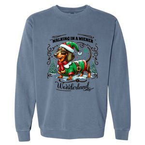 Dachshund Christmas Walking In A Wiener Wonderland Cute Dog Gift Garment-Dyed Sweatshirt