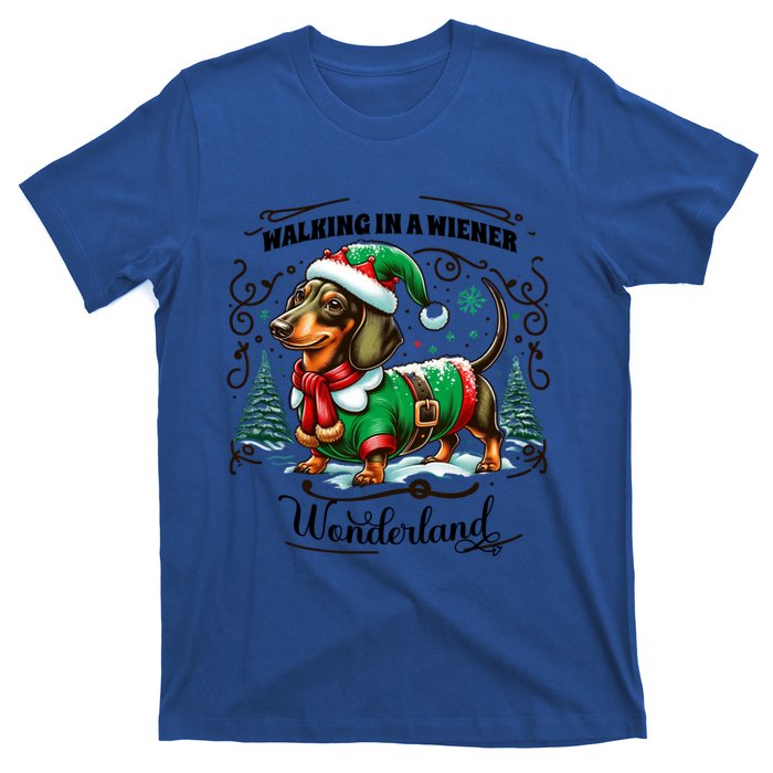 Dachshund Christmas Walking In A Wiener Wonderland Cute Dog Gift T-Shirt