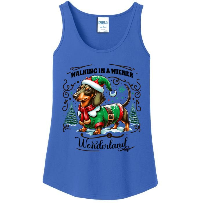 Dachshund Christmas Walking In A Wiener Wonderland Cute Dog Gift Ladies Essential Tank