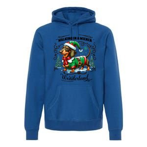 Dachshund Christmas Walking In A Wiener Wonderland Cute Dog Gift Premium Hoodie