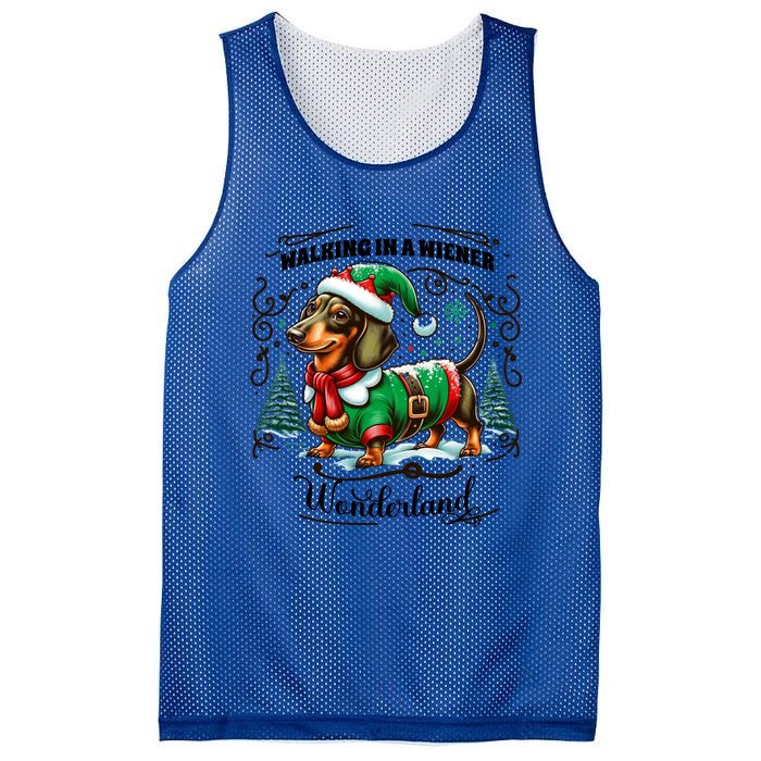 Dachshund Christmas Walking In A Wiener Wonderland Cute Dog Gift Mesh Reversible Basketball Jersey Tank