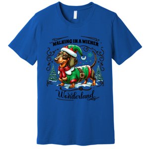 Dachshund Christmas Walking In A Wiener Wonderland Cute Dog Gift Premium T-Shirt