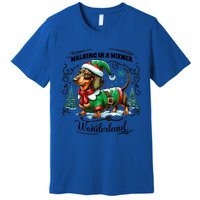 Dachshund Christmas Walking In A Wiener Wonderland Cute Dog Gift Premium T-Shirt