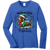 Dachshund Christmas Walking In A Wiener Wonderland Cute Dog Gift Ladies Long Sleeve Shirt