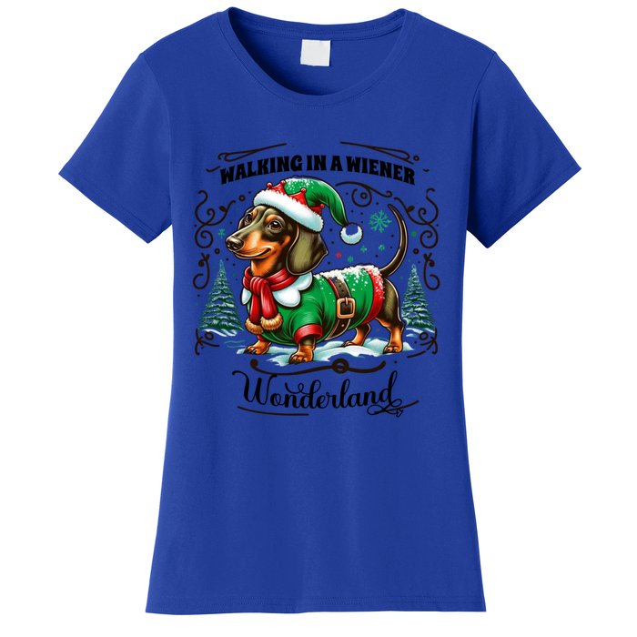 Dachshund Christmas Walking In A Wiener Wonderland Cute Dog Gift Women's T-Shirt