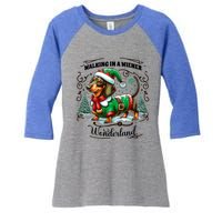 Dachshund Christmas Walking In A Wiener Wonderland Cute Dog Gift Women's Tri-Blend 3/4-Sleeve Raglan Shirt