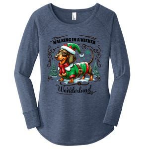 Dachshund Christmas Walking In A Wiener Wonderland Cute Dog Gift Women's Perfect Tri Tunic Long Sleeve Shirt