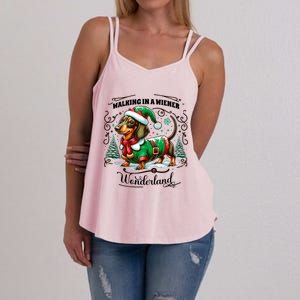 Dachshund Christmas Walking In A Wiener Wonderland Cute Dog Gift Women's Strappy Tank