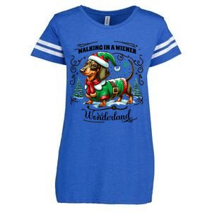 Dachshund Christmas Walking In A Wiener Wonderland Cute Dog Gift Enza Ladies Jersey Football T-Shirt