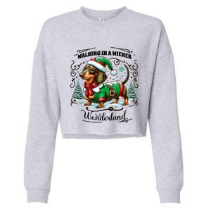 Dachshund Christmas Walking In A Wiener Wonderland Cute Dog Gift Cropped Pullover Crew