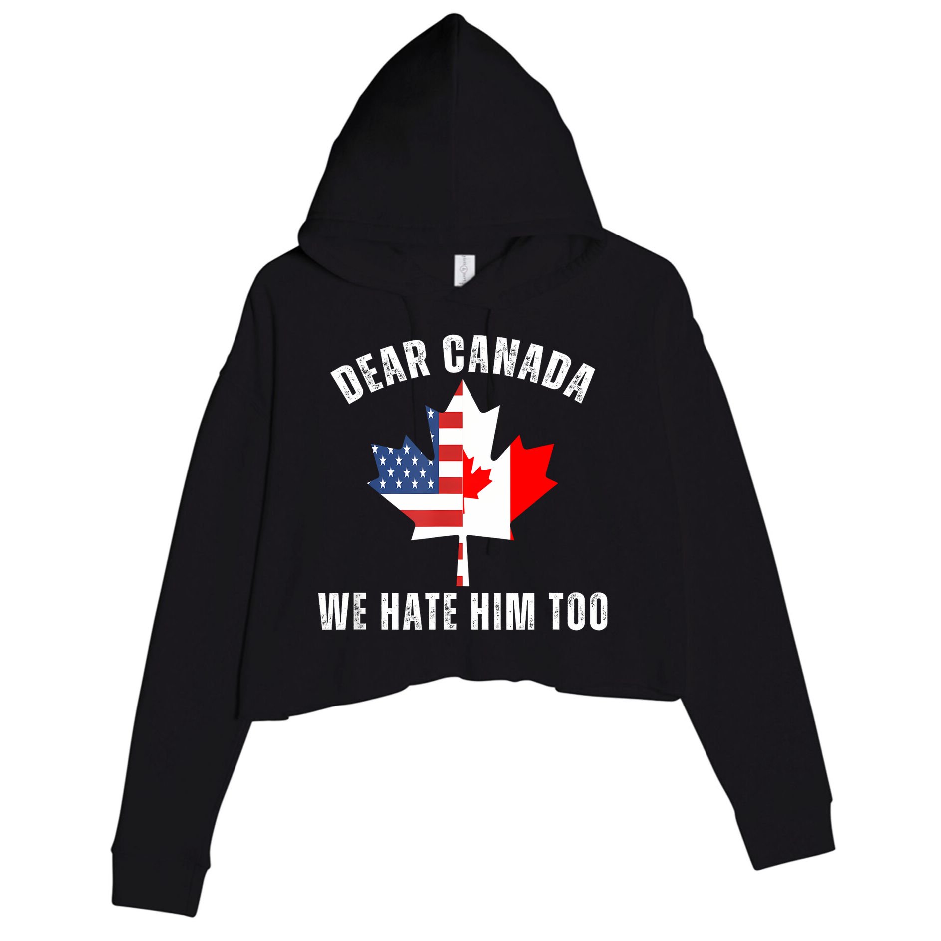 Dear Canada We Hate Him Too Anti Trump Canadian Protest Crop Fleece Hoodie