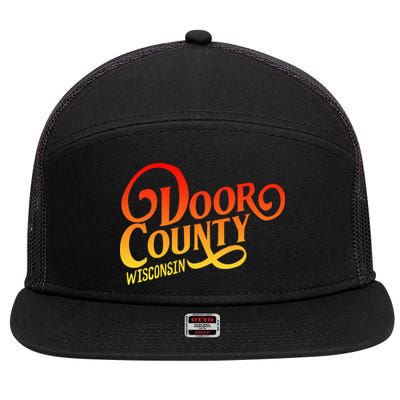 Door County Wisconsin Tourist Design Adults And Kids Souvenir Gift 7 Panel Mesh Trucker Snapback Hat