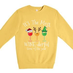 Drunk Christmas Wine Xmas Alcohol Funny Gift Premium Crewneck Sweatshirt