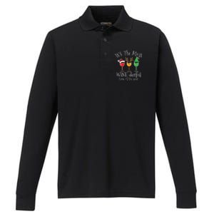 Drunk Christmas Wine Xmas Alcohol Funny Gift Performance Long Sleeve Polo