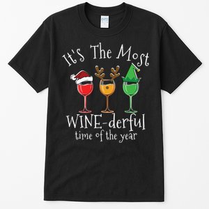 Drunk Christmas Wine Xmas Alcohol Funny Gift Tall T-Shirt