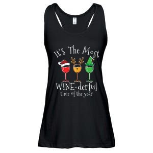 Drunk Christmas Wine Xmas Alcohol Funny Gift Ladies Essential Flowy Tank