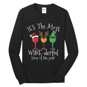 Drunk Christmas Wine Xmas Alcohol Funny Gift Tall Long Sleeve T-Shirt