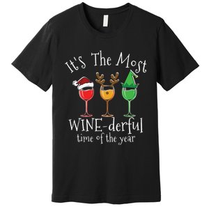 Drunk Christmas Wine Xmas Alcohol Funny Gift Premium T-Shirt