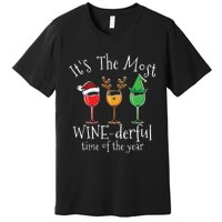 Drunk Christmas Wine Xmas Alcohol Funny Gift Premium T-Shirt