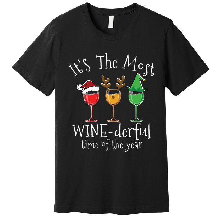 Drunk Christmas Wine Xmas Alcohol Funny Gift Premium T-Shirt