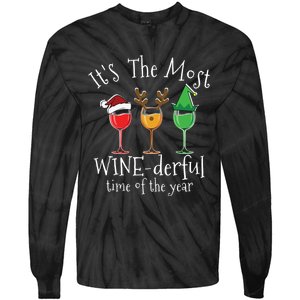 Drunk Christmas Wine Xmas Alcohol Funny Gift Tie-Dye Long Sleeve Shirt