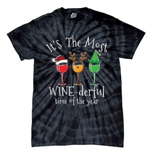 Drunk Christmas Wine Xmas Alcohol Funny Gift Tie-Dye T-Shirt