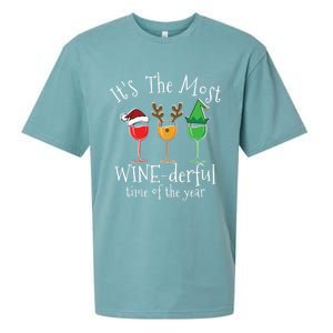 Drunk Christmas Wine Xmas Alcohol Funny Gift Sueded Cloud Jersey T-Shirt