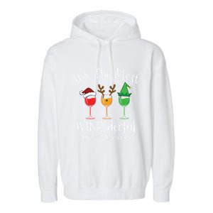 Drunk Christmas Wine Xmas Alcohol Funny Gift Garment-Dyed Fleece Hoodie