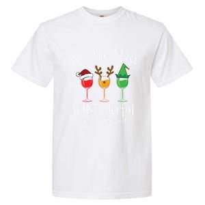 Drunk Christmas Wine Xmas Alcohol Funny Gift Garment-Dyed Heavyweight T-Shirt