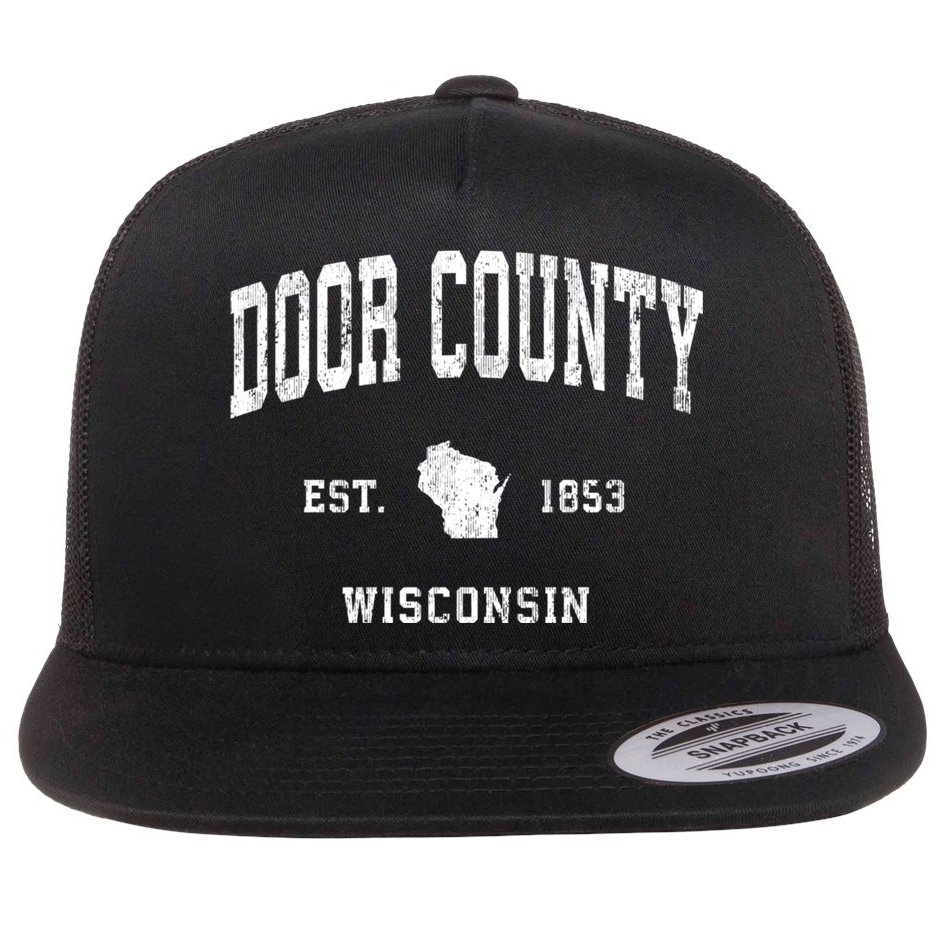 Door County Wisconsin Wi Vintage Athletic Flat Bill Trucker Hat