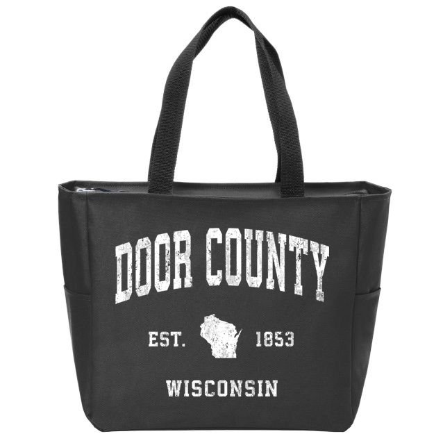 Door County Wisconsin Wi Vintage Athletic Zip Tote Bag