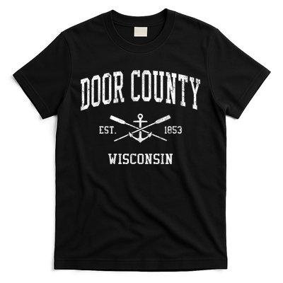 Door County WI Vintage Crossed Oars & Boat Anchor Sports T-Shirt