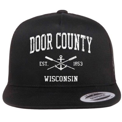 Door County WI Vintage Crossed Oars & Boat Anchor Sports Flatbill Hat