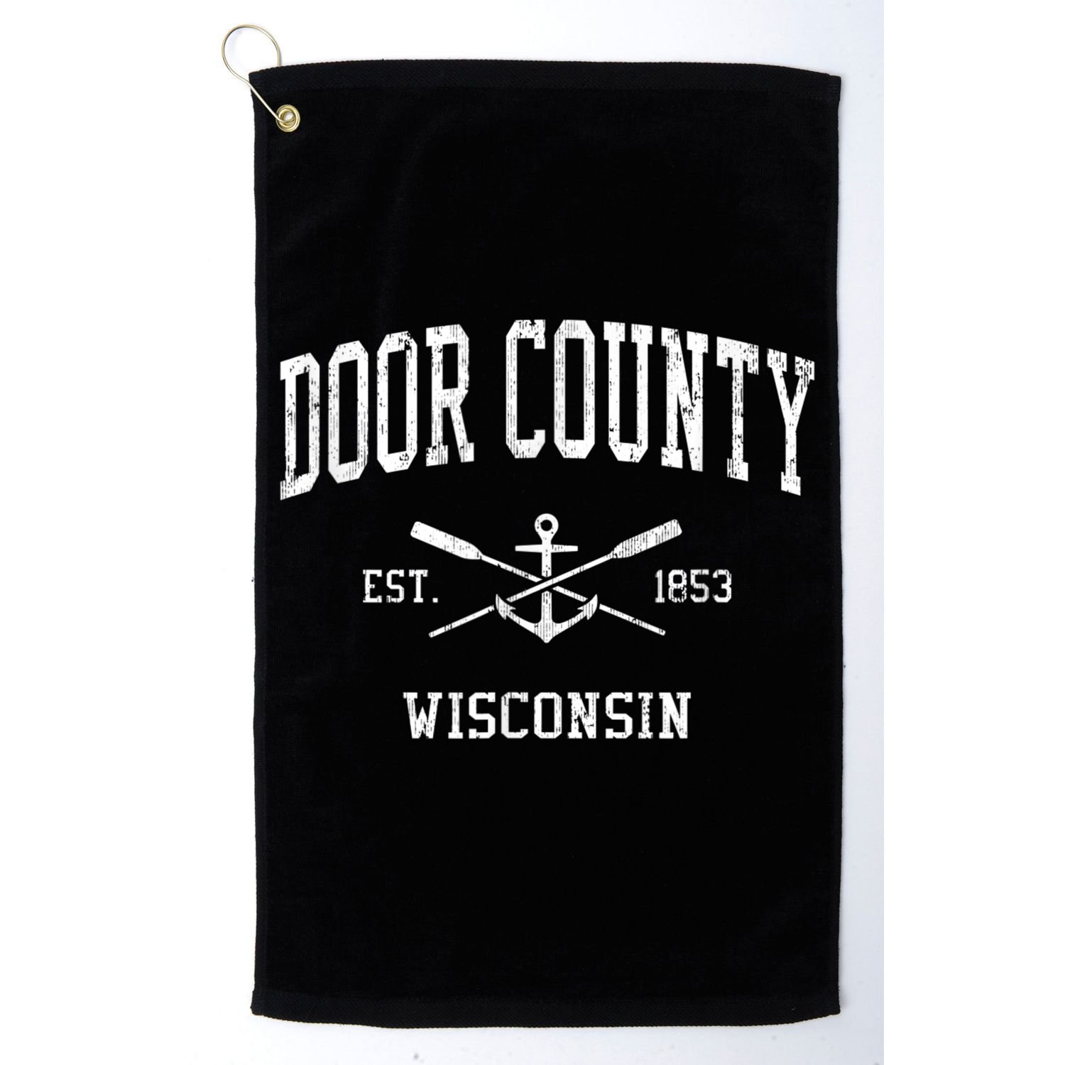 Door County WI Vintage Crossed Oars & Boat Anchor Sports Golf Towel