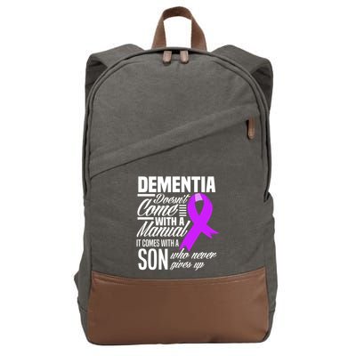 Doesn't Come With A Ual Son Detia Awareness Funny Gift Cotton Canvas Backpack