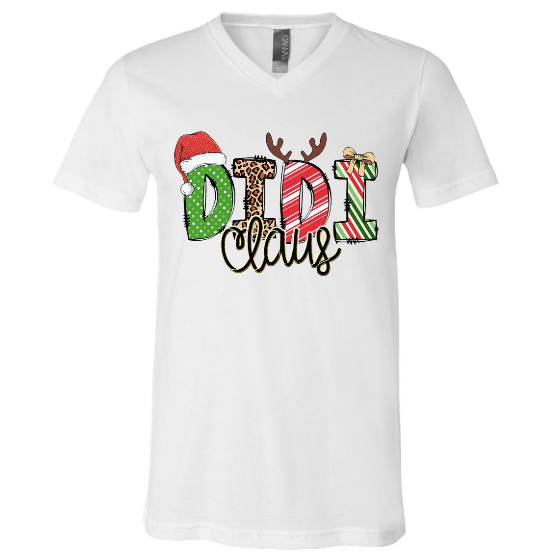 Didi Claus Xmas Happy Family New Santa Claus Christmas  V-Neck T-Shirt