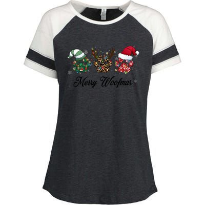 Dog Christmas Xmas Holiday Season Dog Lover Enza Ladies Jersey Colorblock Tee