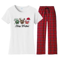 Dog Christmas Xmas Holiday Season Dog Lover Women's Flannel Pajama Set