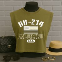 DD 214 Alumni USA Garment-Dyed Women's Muscle Tee