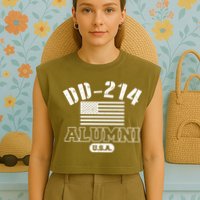 DD 214 Alumni USA Garment-Dyed Women's Muscle Tee