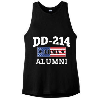 DD-214 Army Alumni US American Flag Ladies PosiCharge Tri-Blend Wicking Tank