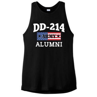 DD-214 Army Alumni US American Flag Ladies PosiCharge Tri-Blend Wicking Tank